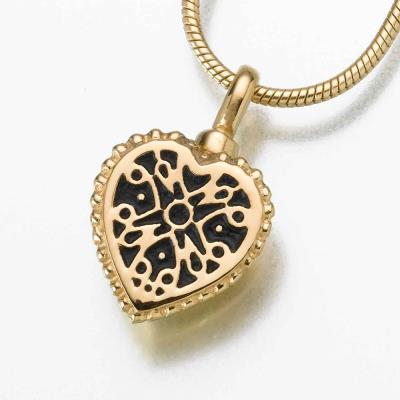 gold vermeil filigree heart cremation pendant necklace